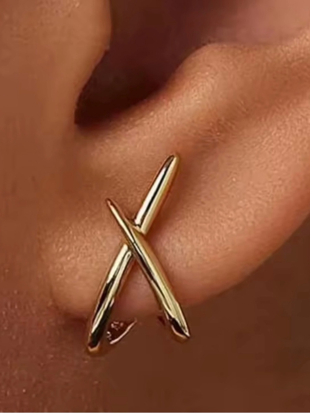 Zara Gold Tone Crossed Bar Stud Earrings - Women Jewelry NWOT